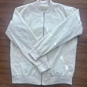 Coofandy Men's Lightweight Linen/Rayon Blend Bomber Jacket